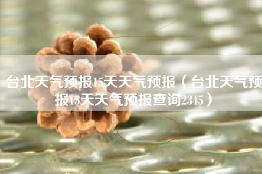 台北天气预报15天天气预报（台北天气预报15天天气预报查询2345）